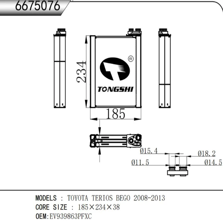 Evaporator Mobil OEM EV939863PFXC UNTUK TOYOTA TERIOS BEGO 2008-2013